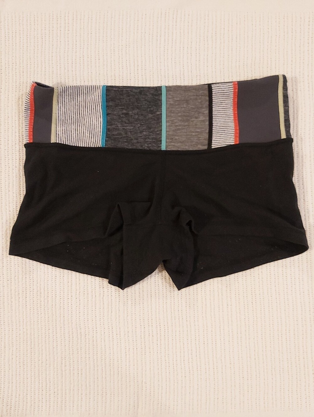 Lululemon Black Yoga Booty Shorts with Colorblock Waistband